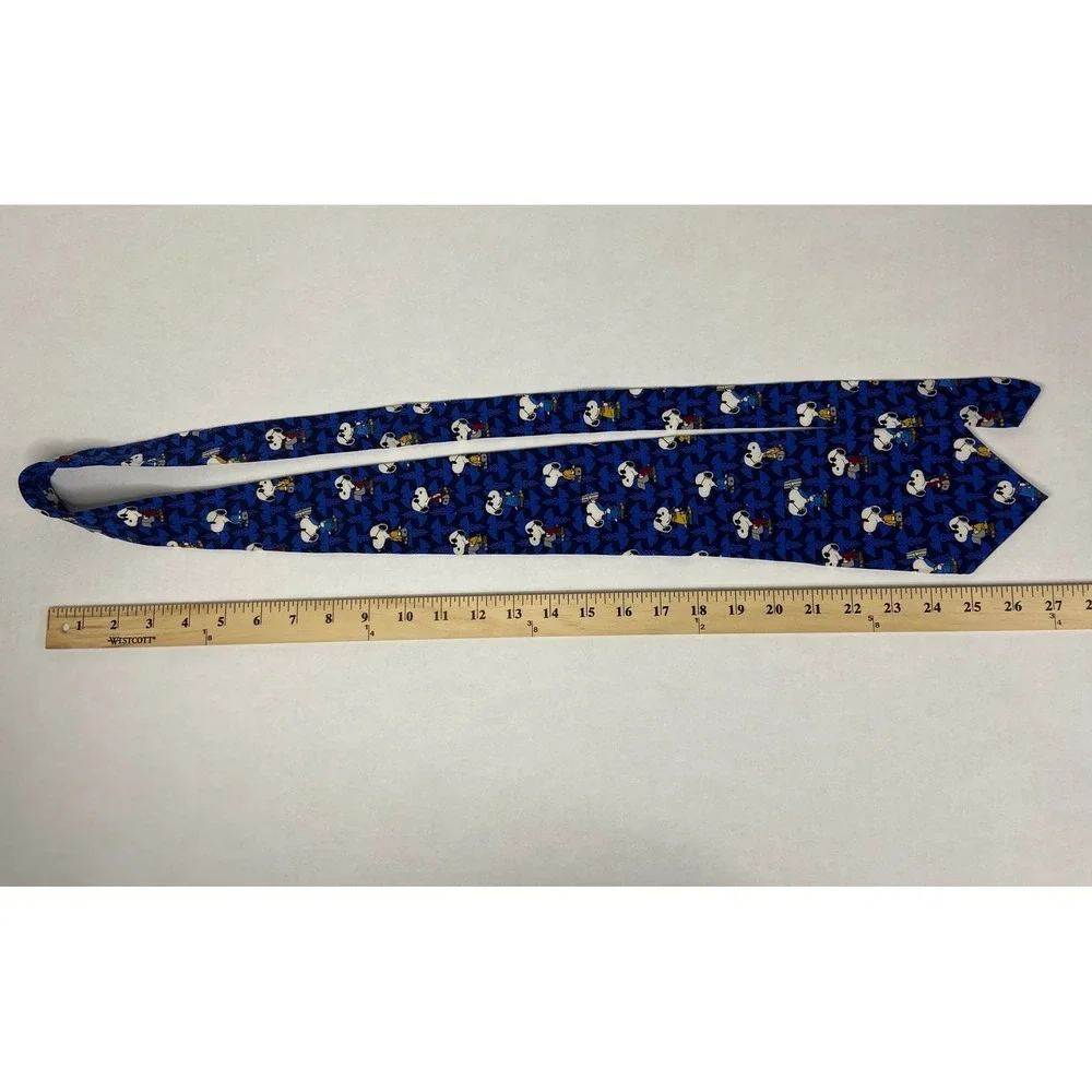 Vintage Snoopy Peanuts Medical Doctor Silk Tie‎ Blue Open Wide Woof RN USA